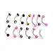 Generic 20pcs Multicolor Stainless Steel Ball Barbell Eyebrow Rings Bars Tragus Piercing Set