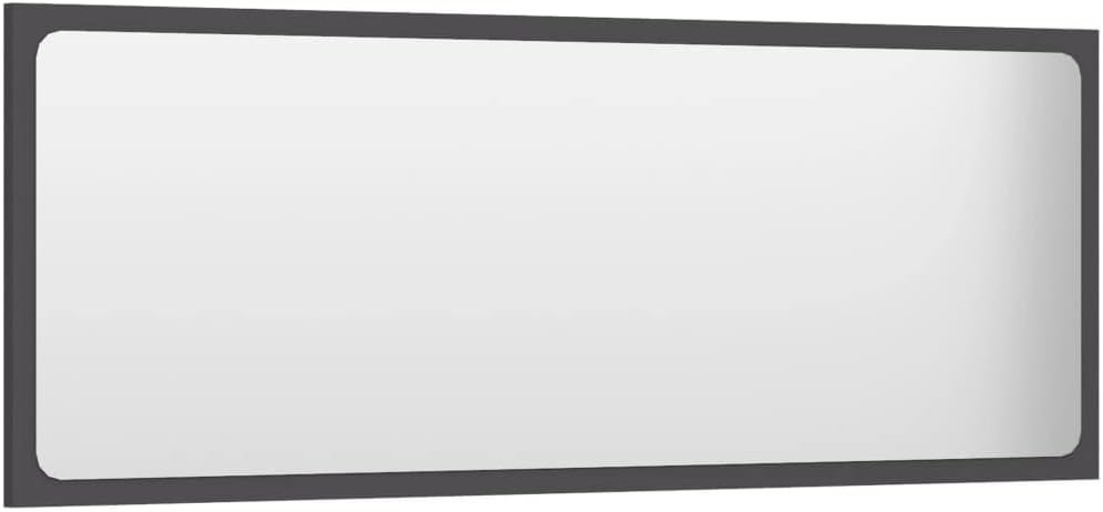 vidaXL Modern Bathroom Mirror, Wall Mounted, Gray, Engineered Wood, Acrylic, 39.4"x0.6"x14.6"