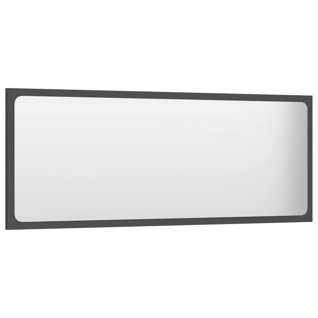 Lustro łazienkowe szare, z materiału drewnopochodnego i akrylu, 100 x 1,5 x 37 cm, wiszące, do łazienki, umywalki, toalety dla gości, zajmuje mało miejsca, do nowoczesnych pomieszczeń