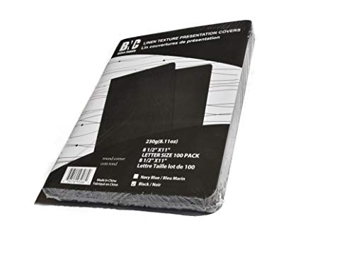 BNC Letter Size Linen Texture Presentation Paper Covers, Black Color with Round Corner, Pack of 100 - Thumbnail 4