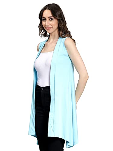 Image of NIMBLE Women's Open Front Sleeveless Cotton Long Shrugs | Modern Fashionable Cardigan for Casual & Formal Wear | Comfortable & Stylish Outerwear For Party