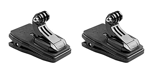 Rhymestore New 360 Rotatable Backpack Clamp J Hook Mount Adapter for GoPro Hero 9, 8, 7, 6, 5, Yi, 4K, Eken, H9, Sjcam, Sj9, Go Pro, Accessory (Pack of 2)