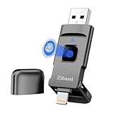 Zibassi【MFI認証取得 指紋認証】iPhone用USBメモリ指紋認証 USBメモリ128GB phone外付けメモリ phone データ移行 usb iPhone/iPad/PC/Android/Mac兼用 タイプc usbメモリ phone写真保存 セキュリティ保護 黒