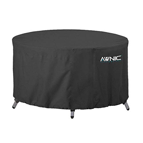 AWNIC Garden Furniture Cover Round Waterproof Garden Table Cover Circular Outdoor Super Resistant UV 420D Oxford Fabric Ø130*71cm