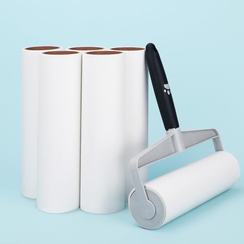 Image of 9 inch Lint Roller Refills Only for Spotty Supersize Extra Sticky Adhesive Lint Roller Refill Pet Cat & Dog Hair Remover for Clothes and Furniture, Pack of 5 Refills, 300 Sheets Total