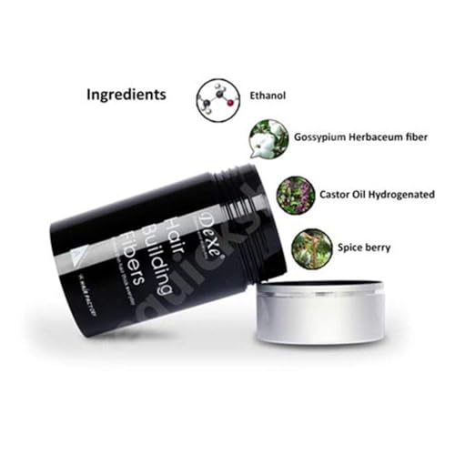 Image of Dexe Hair Building Fibres for Thinning Hairs | Natural Thickening Powder for Men & Women | Long-Lasting & Sweat-Resistant | (Black)