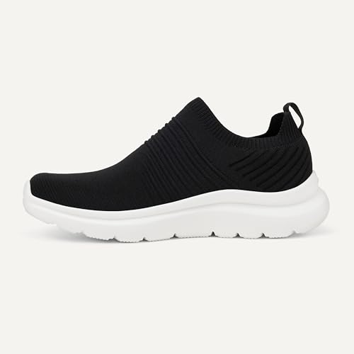 Amazon Essentials Women's Slip-On Lightweight Knit Walking Shoes, Black/White, 8.5 - image 4