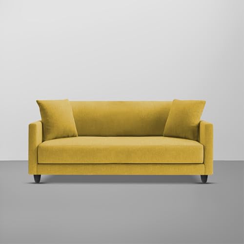 Image of Casaliving Dominic 2 Seater Sofa Set for Living Room (Yellow Fabric) Premium Fabric Sofa