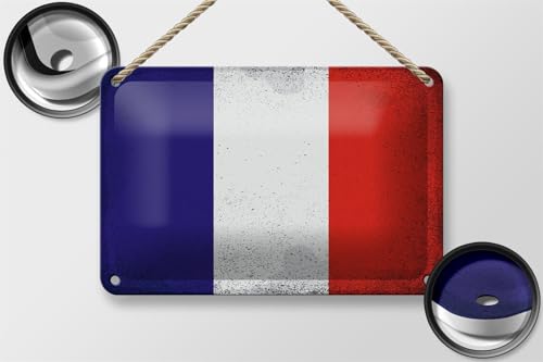 Plaque en tôle drapeau France vintage pour une déco bistrot rétro chic - 3