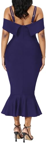 Image of SxClub Elegant Dress for Women Sexy 3 /4 Sleeve Business Knee Length Dresses Fishtail Zipper Belt