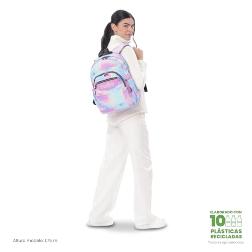 Mochila escolar adaptable TOTTO Acuareles Glitter de 20L para ordenador de 14 pulgadas 2