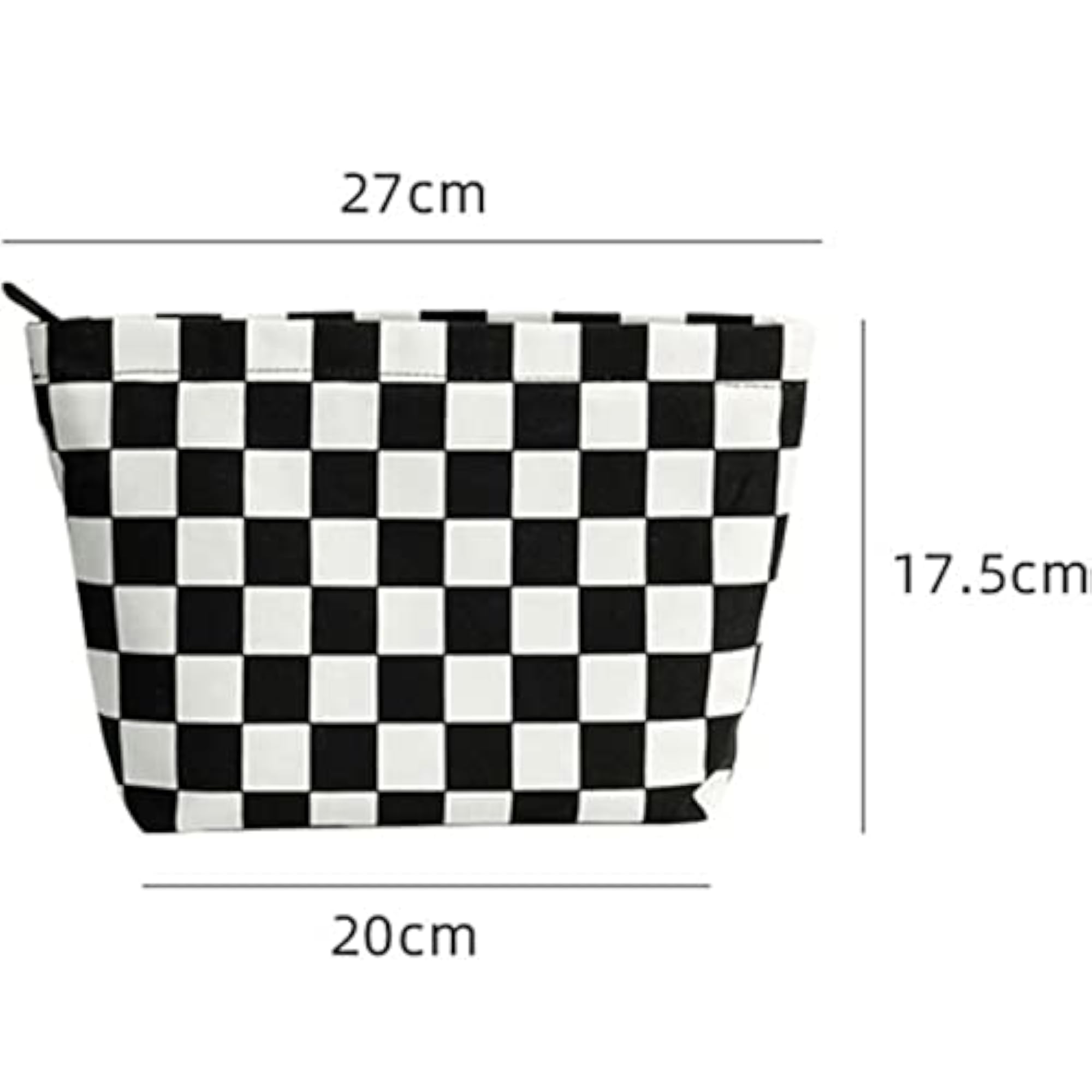 Shoulder Bag Black White Plaid Cosmetic Bag, Large-capacity Storage