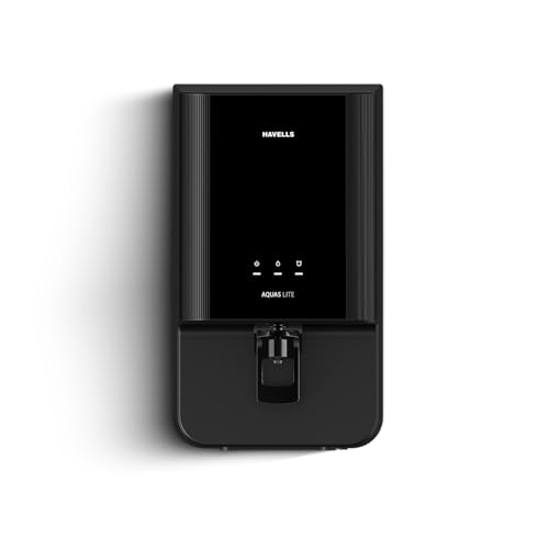 Havells Aquas Lite Water Purifier, UV + UF Purification, Vital Magnesium Enriched, 7-stages, 7L Storage, Ideal for Borewell, Tanker & Municipal Water, Significant water savings, BIS Approved, Black