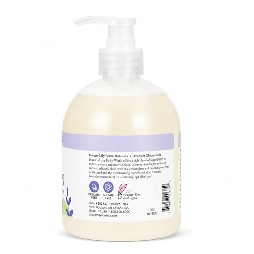 Image of Ginger Lily Farms Botanicals Body Wash, 16.9oz /6pk, Lavender Chamomile