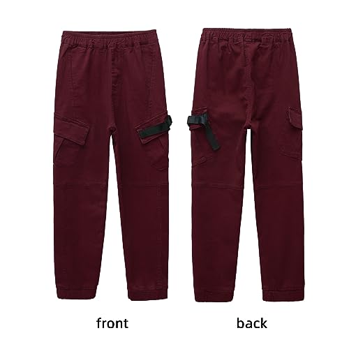 Image of Boys Cargo Pants Cotton Casual Pants Elastic Waist Hiking School Uniform Sweatpants Joggers