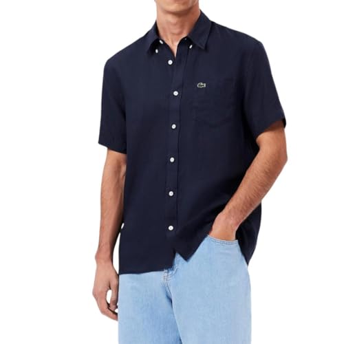 Lacoste Men's Regular Fit Linen Casual Button Down