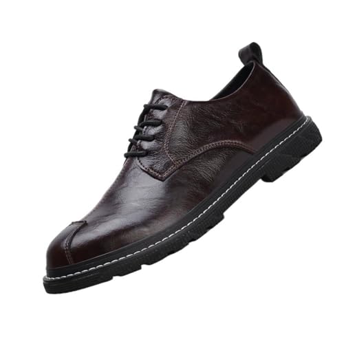 Men’s Genuine Leather Oxfords Dress Shoes, Pointed Toe Lace-up Comfort Brogue Oxfords Casual Business Work Dress Shoes