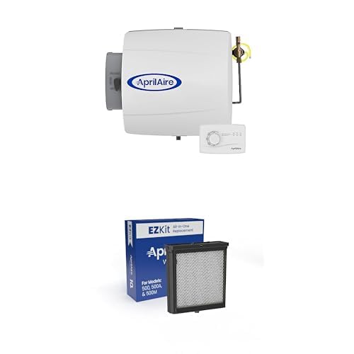 AprilAire 500M Large Capacity Whole-House Humidifier for Homes up to 3,600 Sq. Ft. + AprilAire H510EZ1A Whole-Home Humidifier Water Panel Filter Assembly Replacement Kit (1 Pack) Bundle