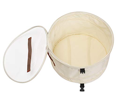 Goklmn Foldable Round Hat Storage Box with Lid, Stuffed Animal Toy Storage Box, Large Pop-Up Hat Storage Bag, Men and Women Travel Hat Box, 17 in Beige