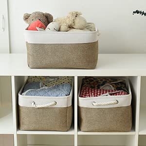 Thewarmhome Cesto Portaoggetti Per Organizzare, 40,6 X 30,5 X 20,3 Cm, Confezione Da 3 Contenitori Pieghevoli Per Ripiani Con Maniglie, Cubi Portaoggetti In Tessuto Per Organizer In Tessuto, Regalo E - 2