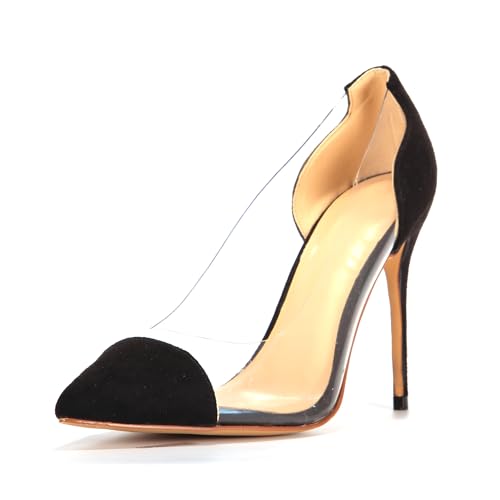 UP2STEP Women Sexy Clear Pumps Pointed Toe Stiletto Slip On High Heels Party Wedding Dressy Basic Shoes