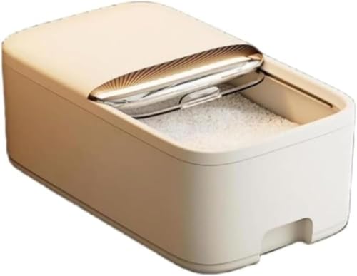 Rice Bitsu Slim Rice Storage Container, 11.0 lbs/22.0 lbs (5 kg/10 kg), Rice Storage Container, Moisture-Proof Sealed Container, Storage Tank, Visible Residual Capacity, Lightweight, Kitchen, Compact Beige: 22.0 lbs
