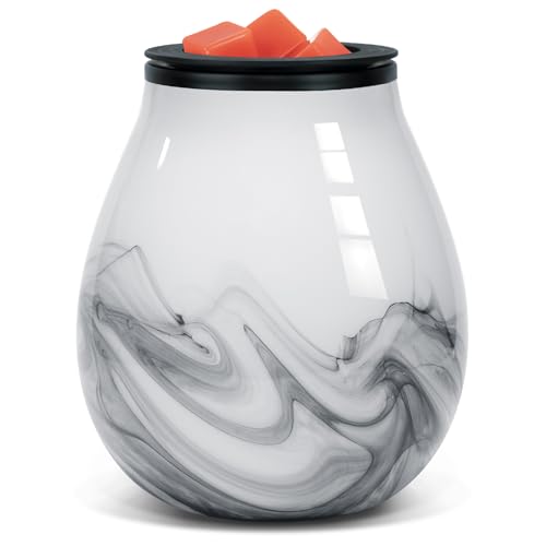 Glass Wax Melt Warmer for Scented Wax, Electric Oil Burner with Removable Silicone Dish and Stable PTC Heating Element, 7 Colors Changing LED Night Light Oil Burner for Bedroom Office Décor Gift