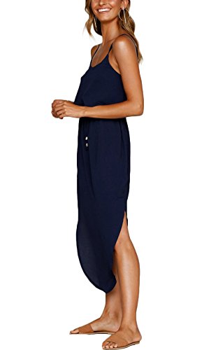 Women's Adjustable Strappy Split Summer Beach Casual Midi Dress - Image 3