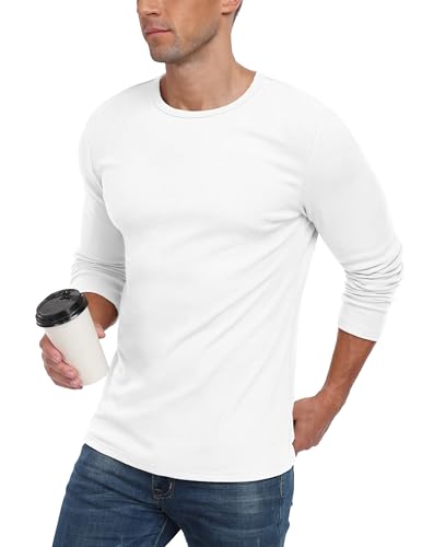 HiMONE Long Sleeve Shirts for Men Thermal Crewneck Fleece Base Layer Casual Undershirts Pullover Tops3