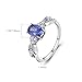 Fashion Ring Set, Anillos para Mujer de Oro 14K Blanco Vintage Leaf with Purple Oval Lab Created Sapphire Size 7.5