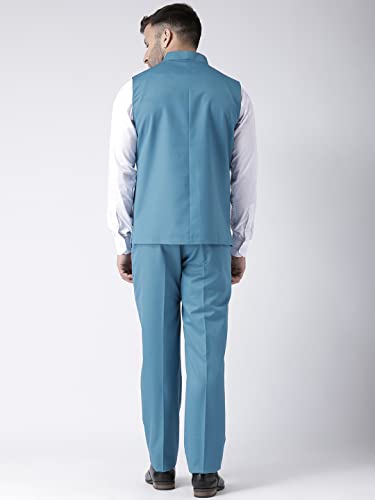 Image of hangup Men's Synthetic Notch Lapel Suit (2BasketTR Teal 44 Blue
