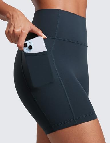 Image of CRZ YOGA Secretsculpt Biker Shorts Pockets 5'' | Booty Scrunch Butt, Butterlift, Buttery Soft, Moderate Compression, Workout, Pilates, No Front Seam, High Waist, for Women