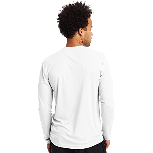 Hanes Men's Long Sleeve Cool Dri T-Shirt Upf 50+, X-Large, 2 Pack ,White #TOP2