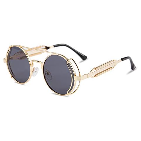 Karsaer Steampunk Sunglasses Hippie Glasses Retro Round Metal Frame Women Men K7029 Cover