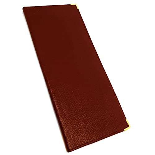 Charmoni - Theo - Portefeuille - étui Pochette Porte chéquier Longue - Porte Carte crédit, Billet - Talon à Gauche - en Cuir (2 Volets Cognac) Cover