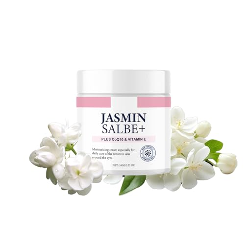 Jasmin Salbe Augen Jasminsalbe gegen Augenringe und Tränensäcke Augencreme mit Jasminöl gegen Falten und Schlupflider Under Eye Brightener mit Collagen Creme gegen Augenringe für Männer 50ml