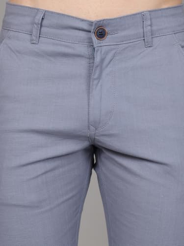 Image of Majestic Man Premium Cotton Slub Slim Fit Comfortable Solid Stylish Trousers