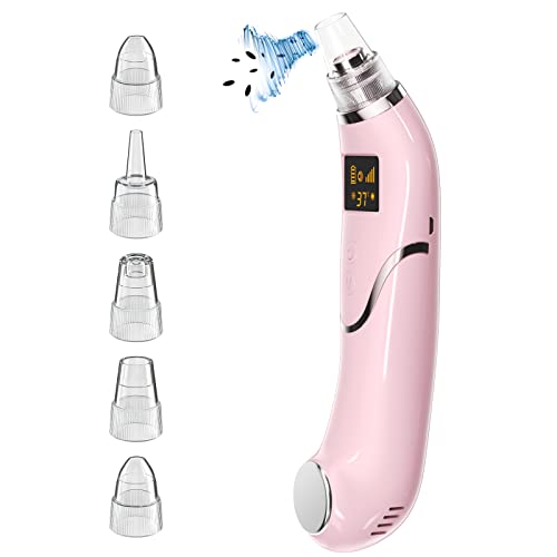 Blackhead Remover Pore Vacuum, Facial Pore Extractor, Pore Cleaner Sucker 5 Suction Power, 5 Probes, Black Head Remover, Blackhead extractor USB Rechargeable Blackhead Vacuum Kit for Women & Men Peach