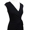 Berydress Women's V-Neck Short Sleeve Solid Stretchy Cocktail Wrap Dress Fitted Knee Length Black Dress (XL, 6028-black)
