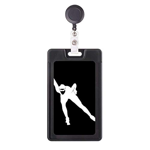 Étui rétractable pour badge de sport silhouette noire avec cordon extensible fluide