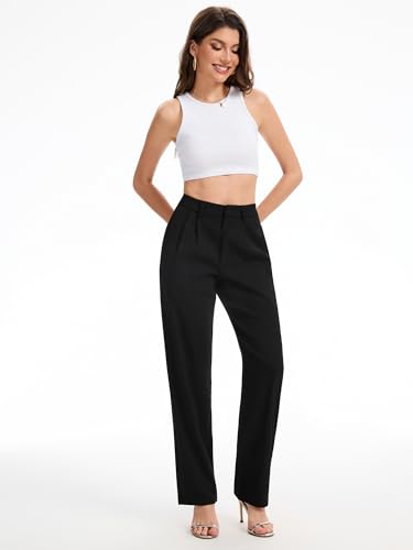 High Waisted Work Dress Pants for Women Straight Leg Business Casual Trousers with Pocket4