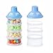 VOARGE 2 Stück Milch Pulver Spender, Formel Milchpulver-Portionierer für 4 Schicht, Tragbarer Baby Milchpulver Behälter,milchpulver container mit Gleichmacher (Blau)