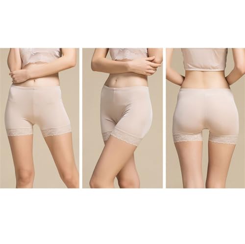 100% Mulberry Silk Women's Shorts Lace Boxer Briefs Underwear Boyshorts Soft Panties Loose Sports Yoga Sleep Underpants3