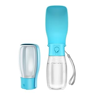 Trinkflasche Hunde 550ml: Peteast Faltbar Hundetrinkflasche für Unterwegs, BPA-frei, Hund Katze Haustiere Auslaufsicher Wasserflasche Hund zum Wandern, Reisen (Azurblau)