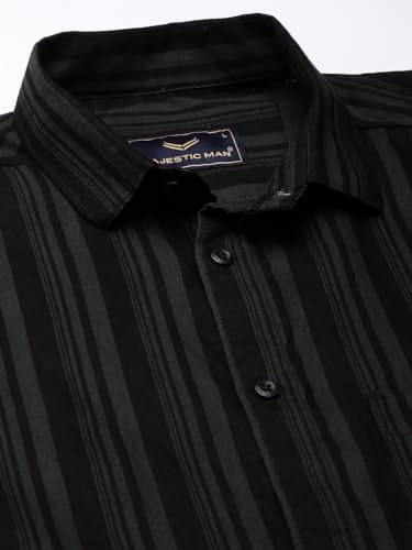 Image of Majestic Man Men's Standard Slim Fit Striped Pure Cotton Casual Shirt