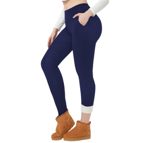 Fleece Lined Yoga Pants - High Waisted 4-Way Stretch Thermal for Winter Running & Gym