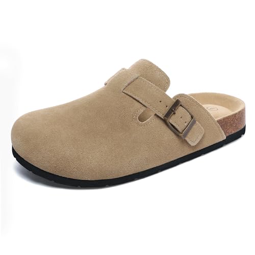 Image of Xiakolaka Women's Suede Clogs Adjustable Buckle Slip on Footbed Home Clog Slippers for Comfort Casual Daily Wear