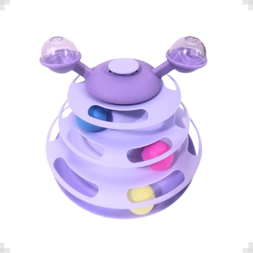 Brinquedo Interativo Para Gatos 2 em 1 Petbuco Torre de Bolinhas + Moinho de Vento Cat LILÁS