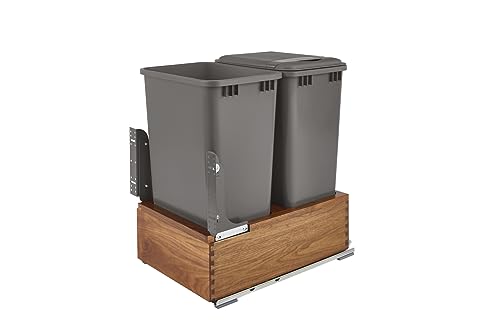 Contenedor de basura extraíble doble 50 Qt con base de nogal