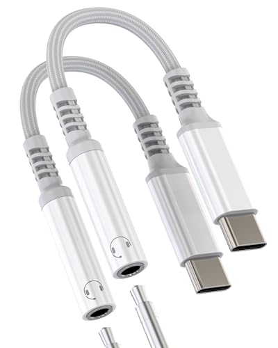 USB C - 3.5mm wbhzA_v^[ AUXI[fBIP[u (2pbN) iPhone 16 15 Pro Maxp Samsung S24 Type C Cz DAC X Ro[^[ wbhZbgR[h Xvb^[ ANZT[